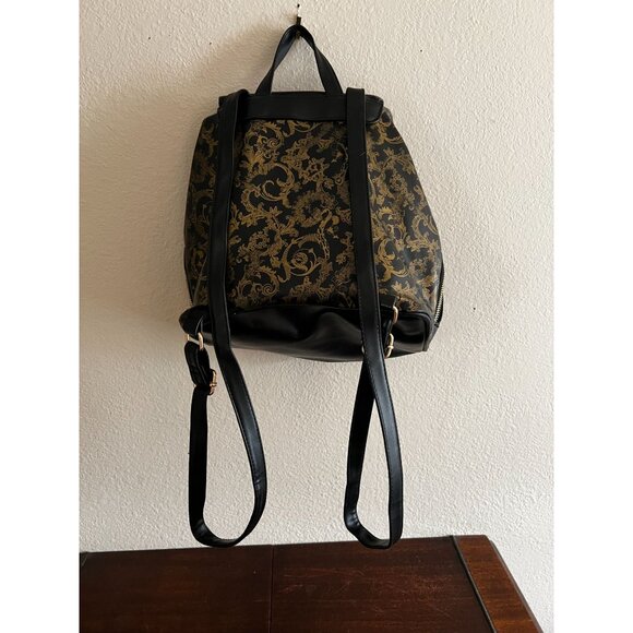 Versace Parfums Backpack Black Gold Adjustable Straps & Zip Pockets Vegan Faux L - Picture 2 of 15